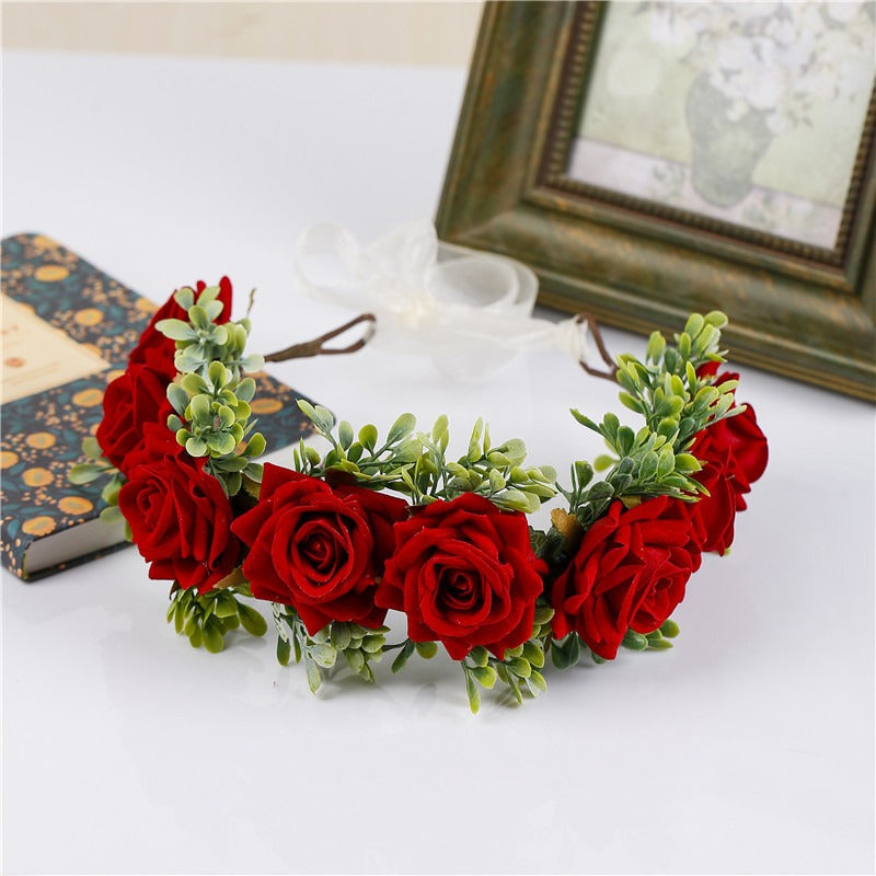 Handmade flower wreaths seaside vacation wedding accessories velvet adjustable hair accessories
