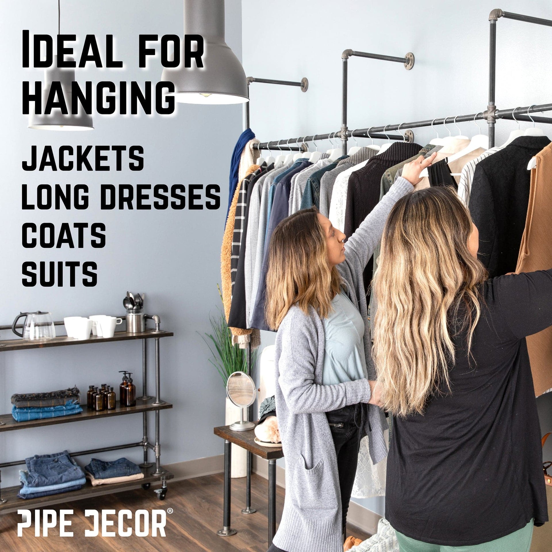 76.375 in. Wall Mounted Clothing Rack, Double
