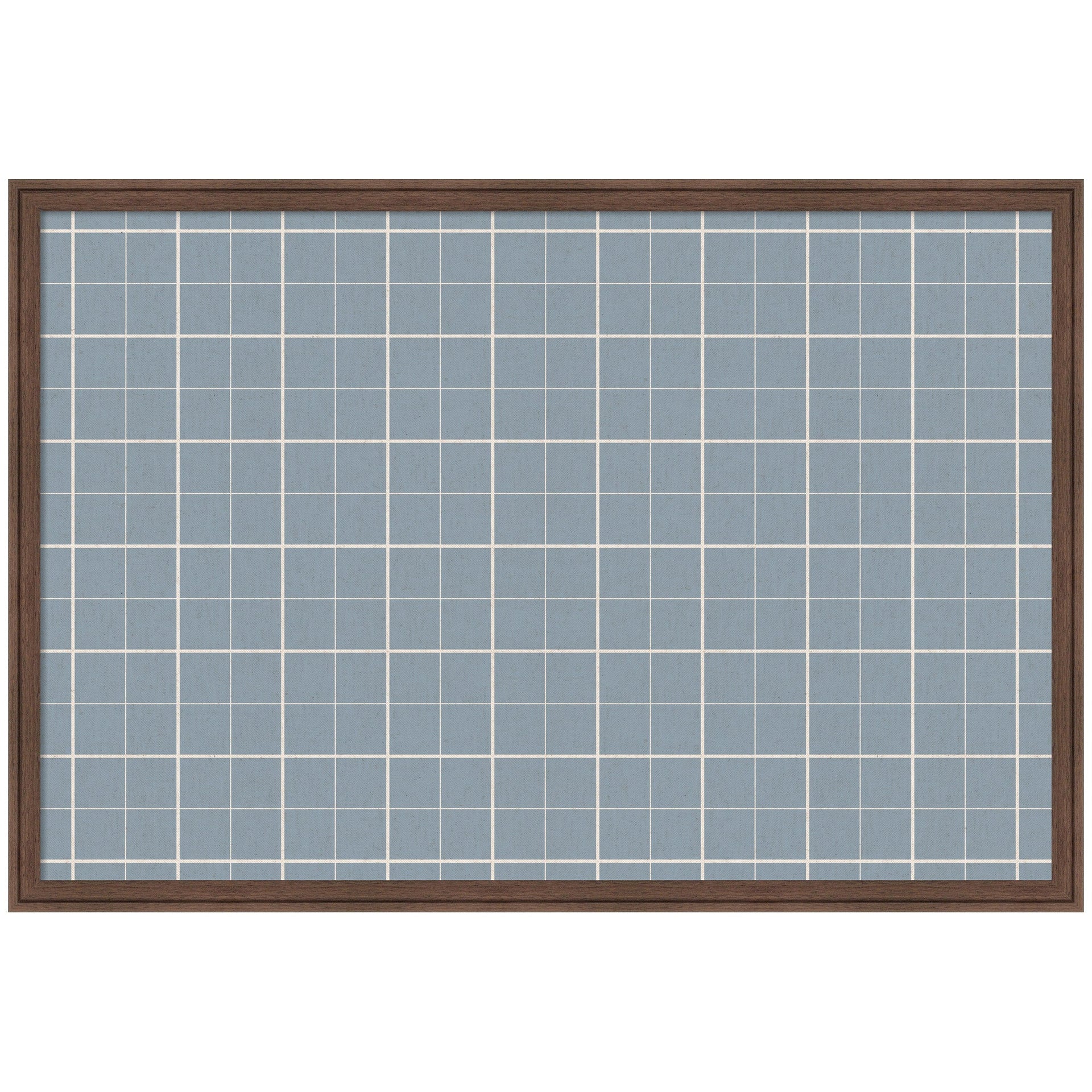 Framed Fabric Pinboard Light Blue Plaid Wall Organization