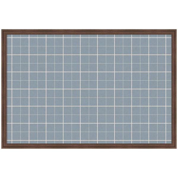 Framed Fabric Pinboard Light Blue Plaid Wall Organization