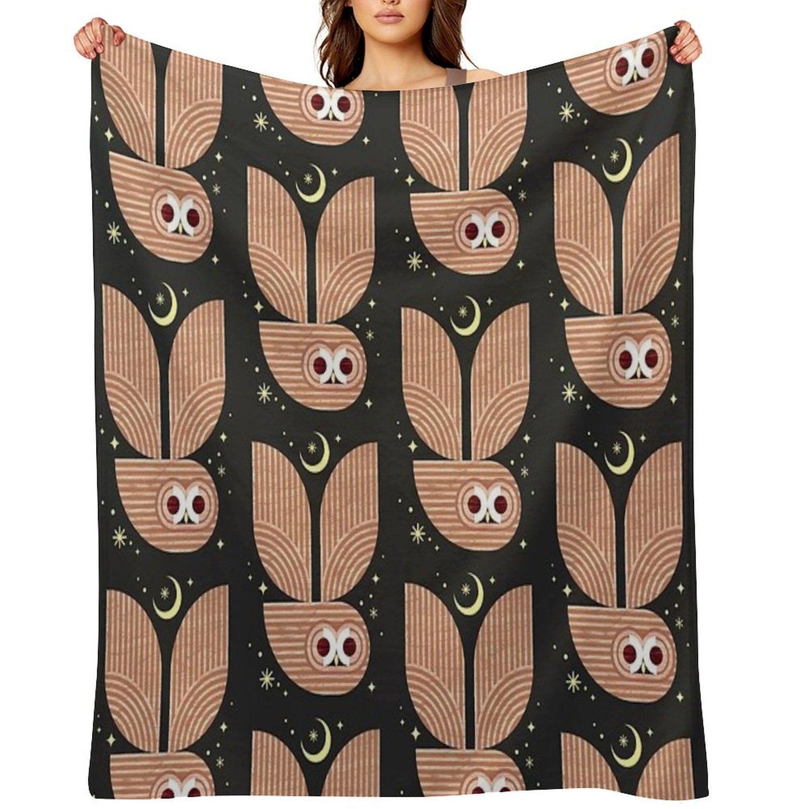 Barred Owl in Flight Throw Blanket