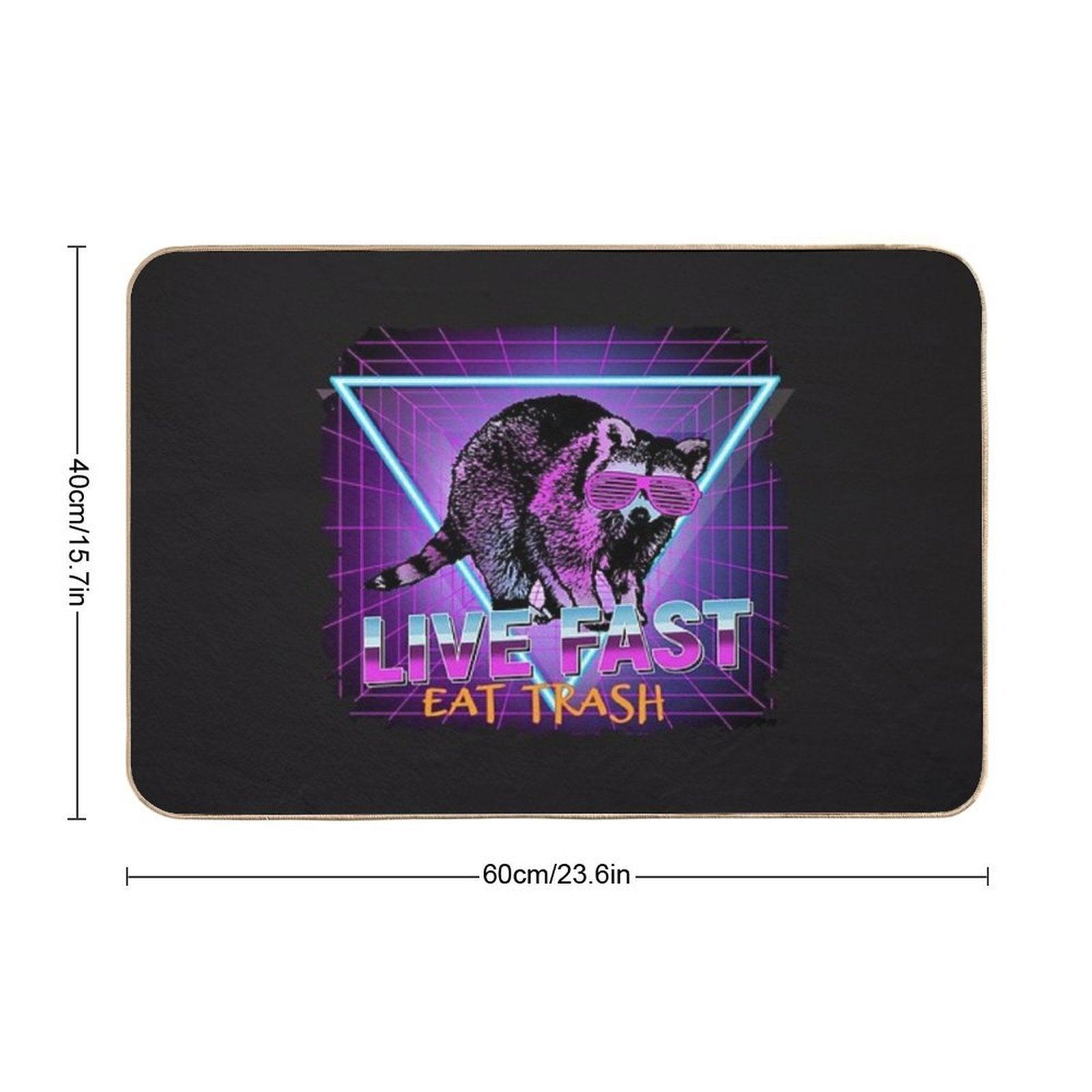 Raccoon Raccoons Live Fast Eat Trash Panda Funny Retro Gift  Rapid-Drying Bath Mat