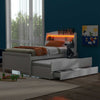 Twin Size Platform Bed with Storage LED Headboard Twin Size Trundle and 3 Drawers White - GX000722AAK