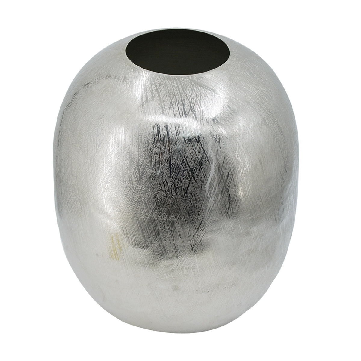 10.5x10.5x13' Aluminum Vase, Silver Streaks