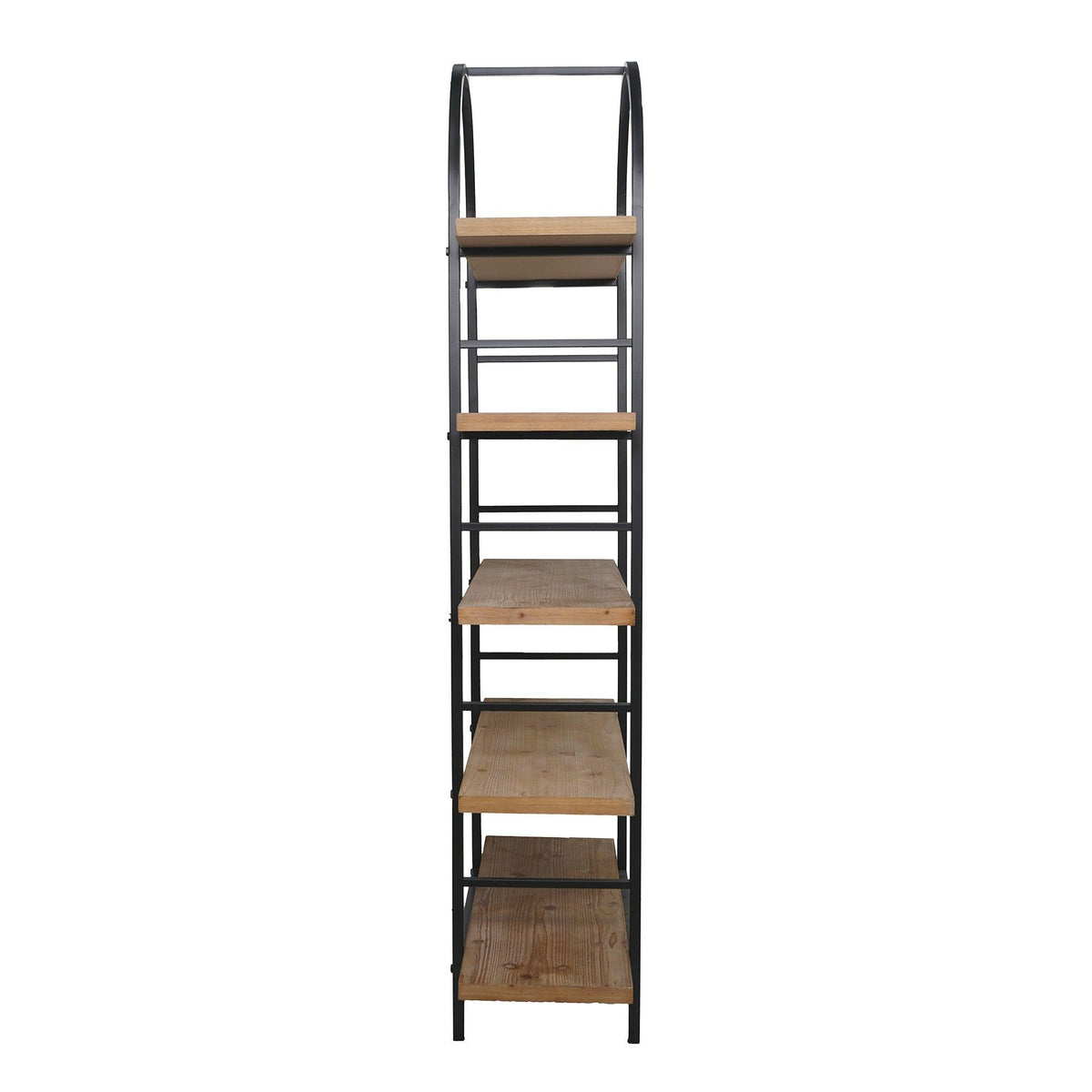 Tall Arched Wood and Iron Display Shelf