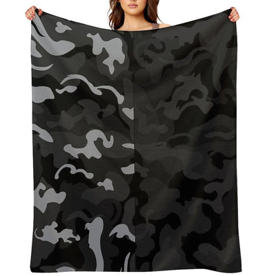 Camo Style - Black Camouflage Mixed Pattern Premium Throw Blanket