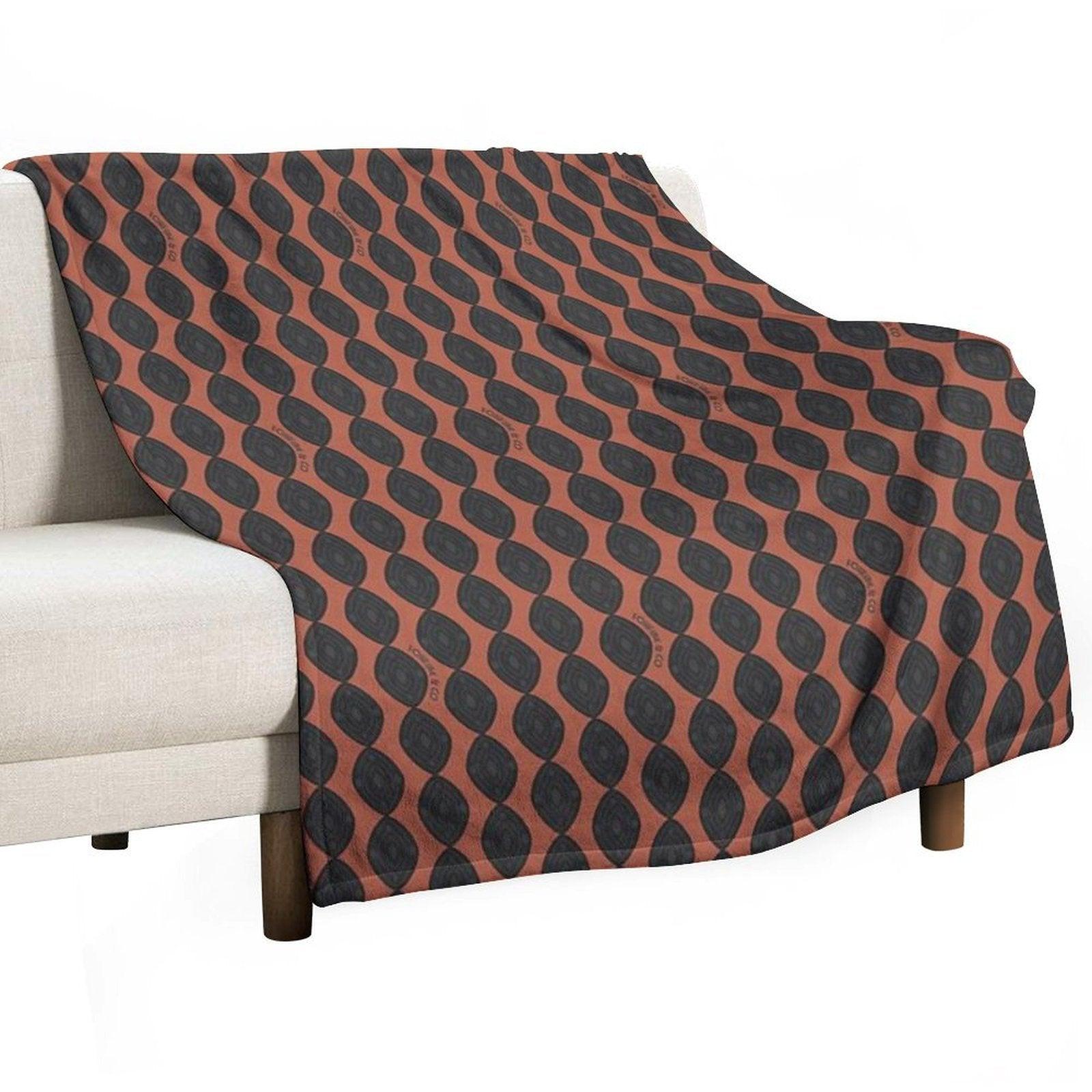 Atomic Blooms - Clay And Charcoal Throw Blanket