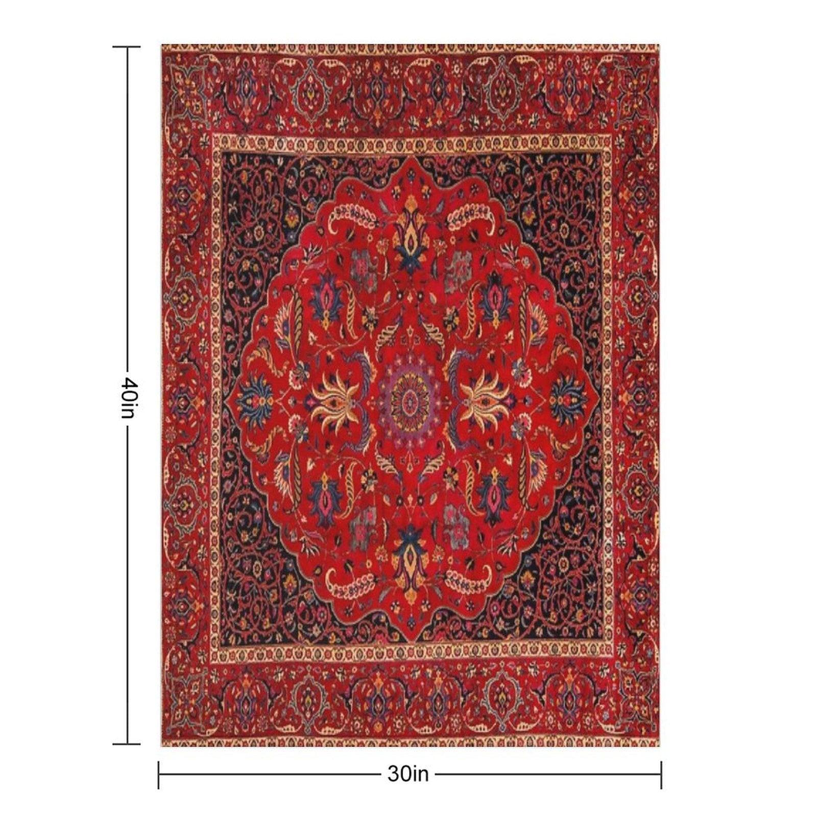 Red Persian Rug Throw Blanket