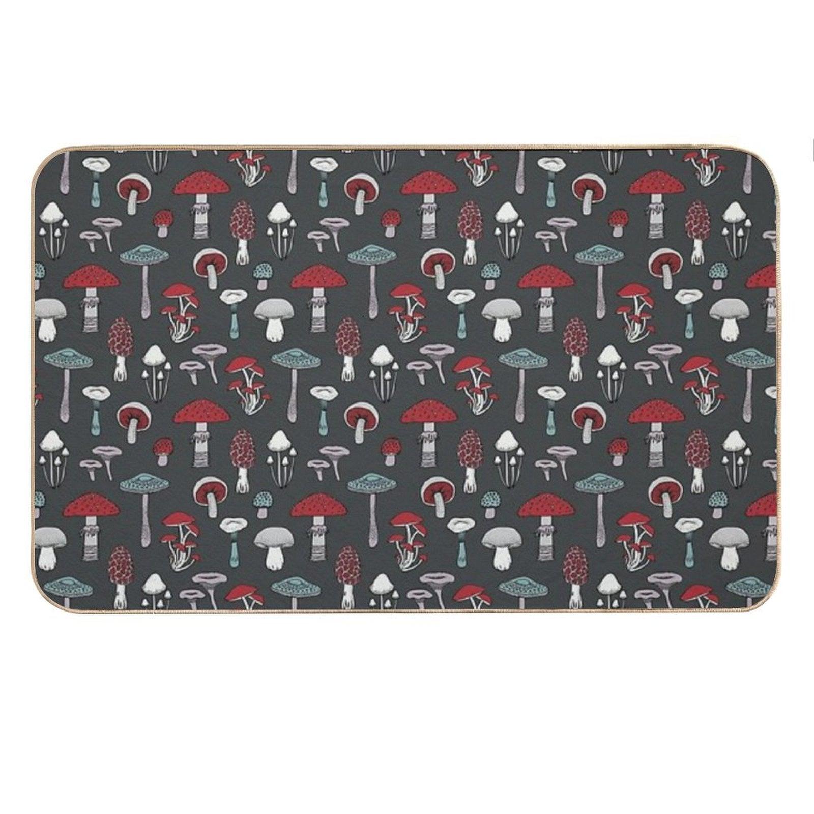 Midnight Mushrooms - Fun Fungus Pattern by Cecca Designs Bath Mat