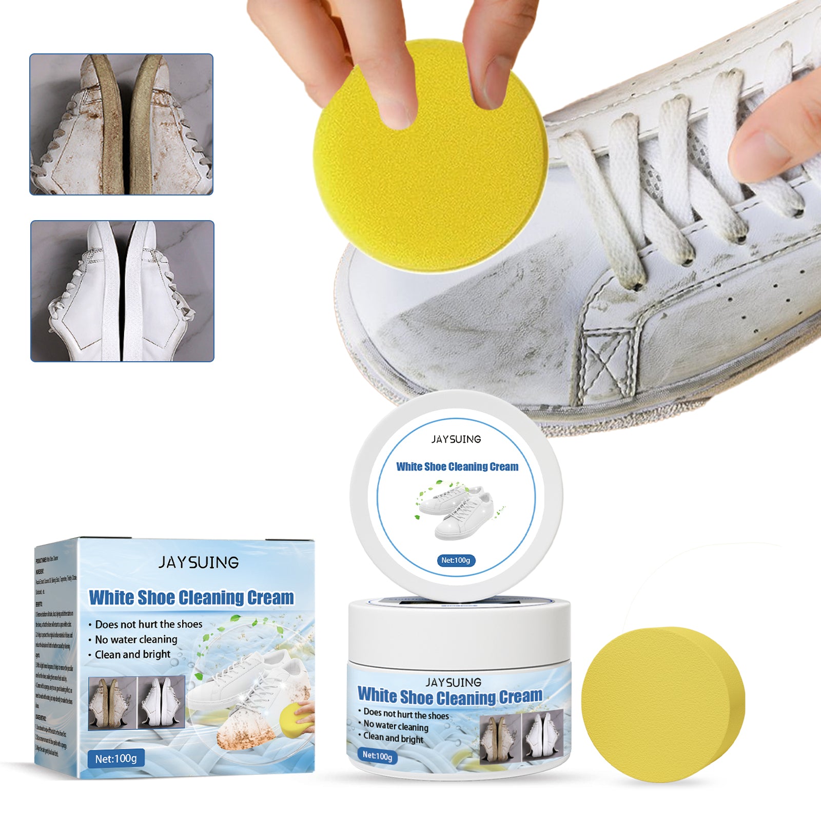 Little White Shoes Cleaning Cream, Little White Shoes Clean Stains Shoes Edge Yellow Free Wash Whitening Cleaning Cream
