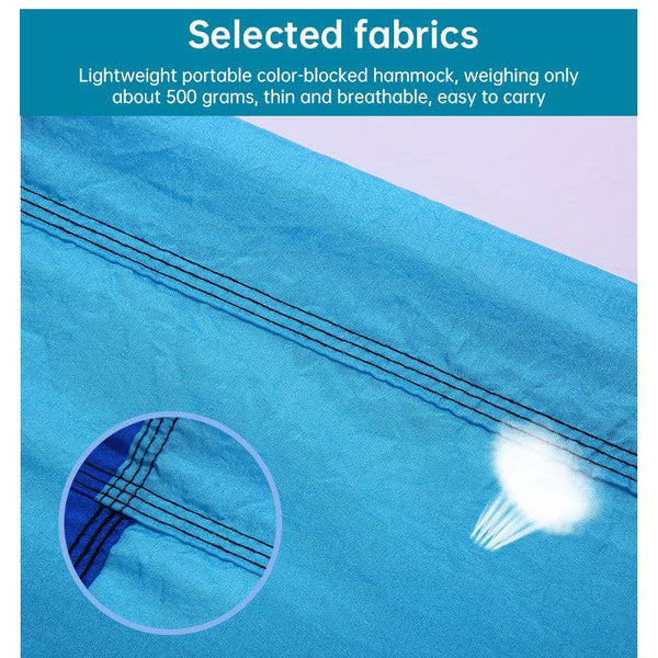 Light double nylon camping hammock with straps. Great for trips, beach, yard & garden.
