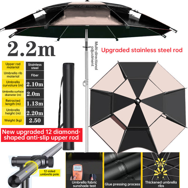 360° adjustable fishing sun umbrella: anti-UV, rainproof, portable large outdoor shade.