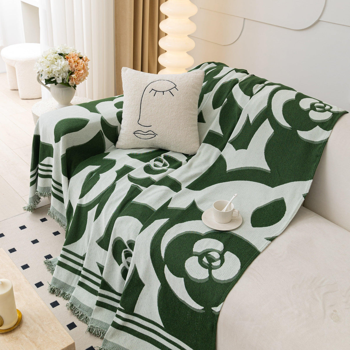 Chenille Sofa Cover Blanket, Couch Cover Blanket Throws for Couches Living Room Furniture Throw Covers