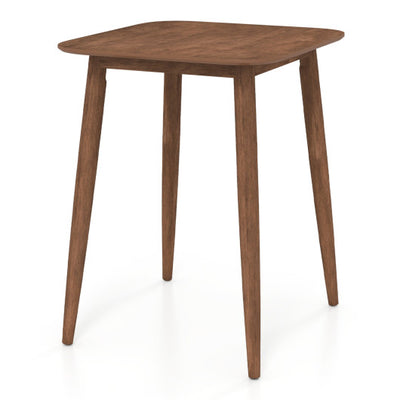 36 Inch Counter Height Bar Table Wooden High Top Pub Table with Solid Rubber Wood Legs-Walnut