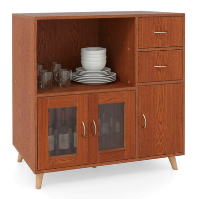 36 Inch Sideboard Buffet Cabinet with Open Compartment-Brown