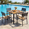 36 Inch Square Outdoor Dining Table for 4 with Slatted Top for Porch