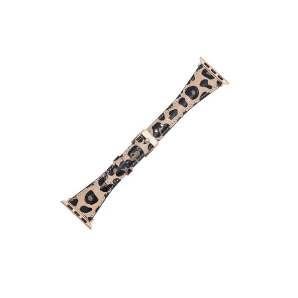 Classic Leopard Print Leather Apple Watch Band - Dallas LEATHERE