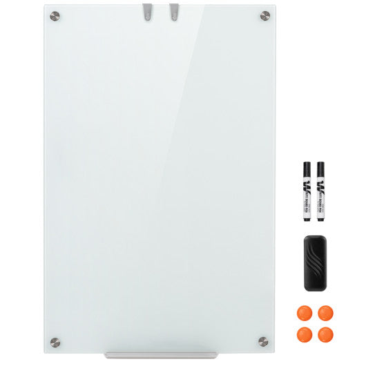 36 x 24 Inches Glass Whiteboard with Eraser and Removable Tray