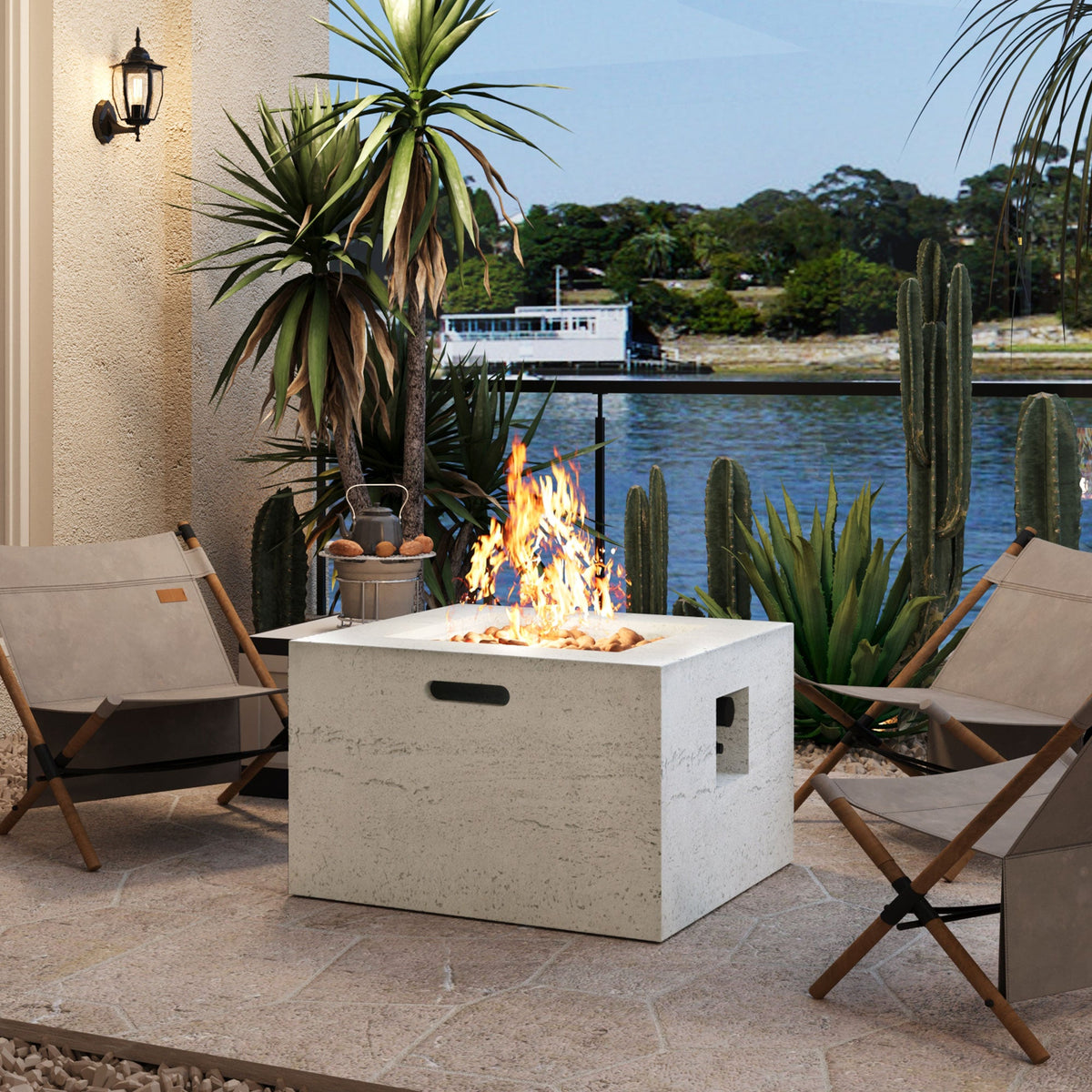 U_Style MGO Outdoor Square Fire Pit Table