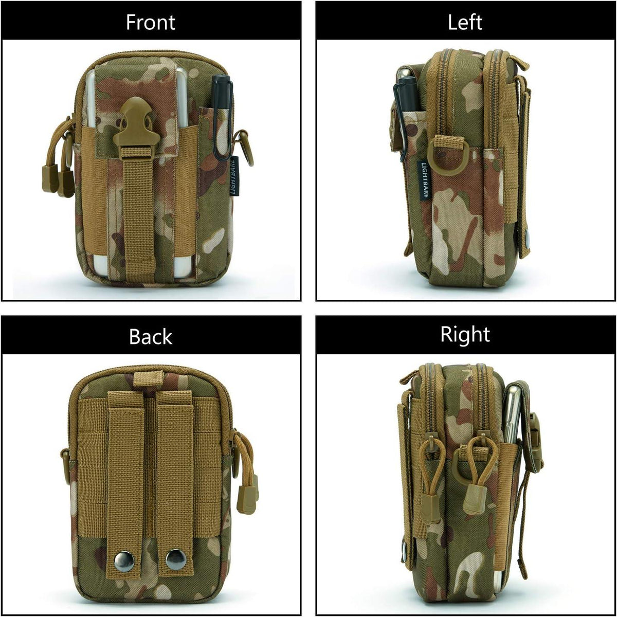 JupiterGear Tactical MOLLE Military Pouch Waist Bag for Hiking, Running and Outdoor Activities