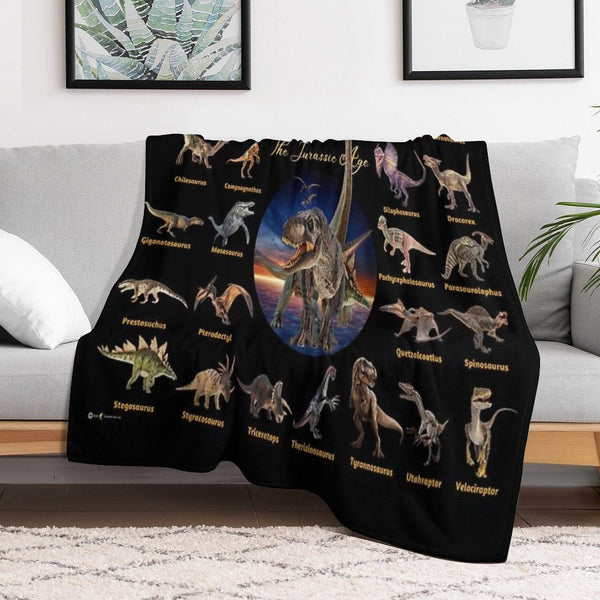 Dinosaurs The Jurassic Age (Black Background) Throw Blanket