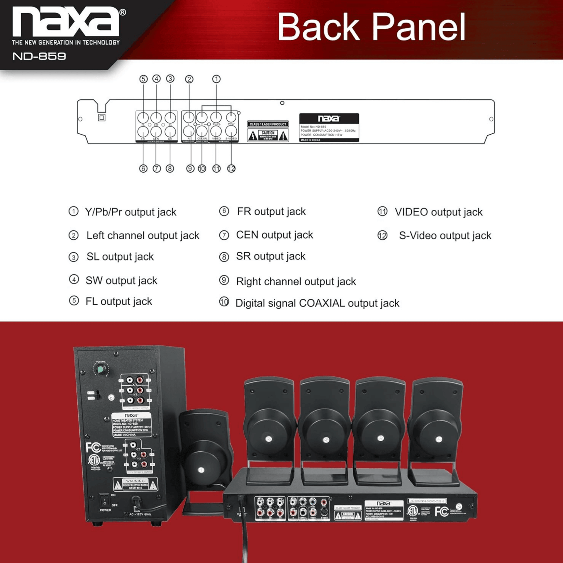 Naxa 5.1-Channel Home Theater DVD & Karaoke System - Refurbished