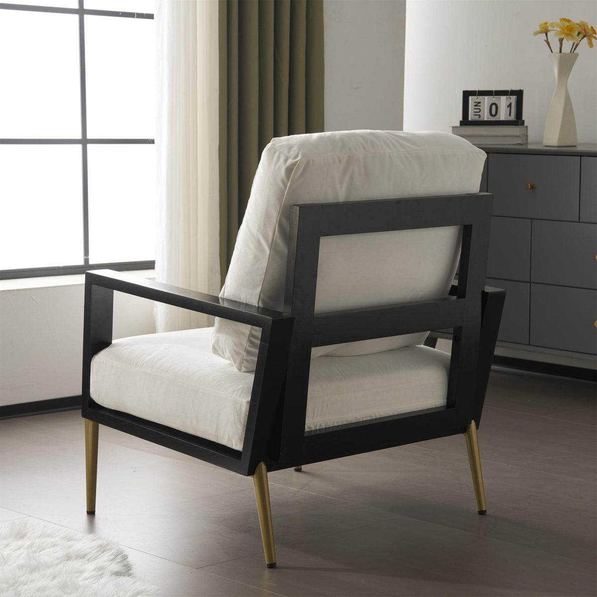 Mid-Century Modern Armchair with Solid Wood Frame