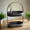 Vintage Farmhouse Black Galvanized Tiered Tray Organizer