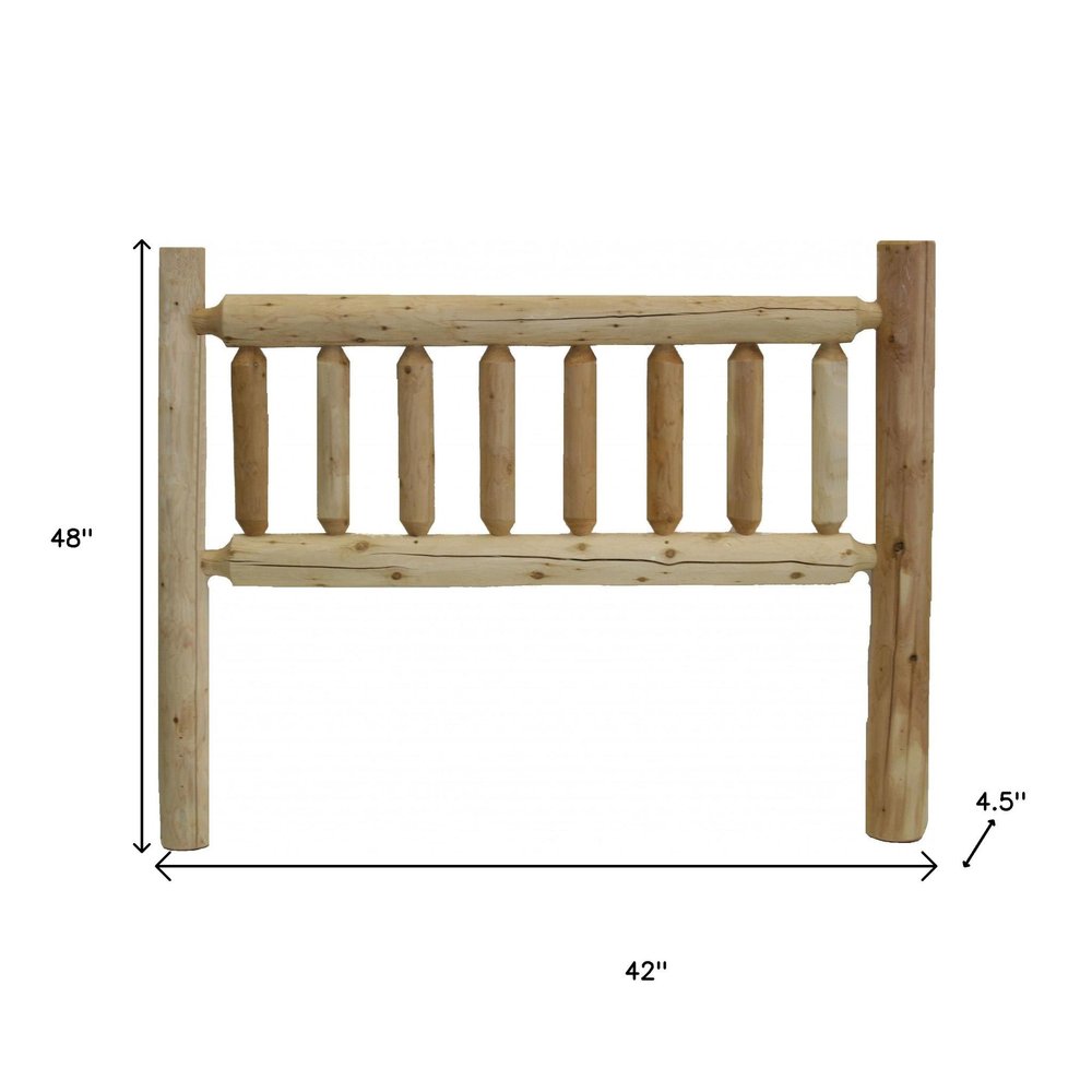 Natural Clear Finish Cedar Log Twin Headboard