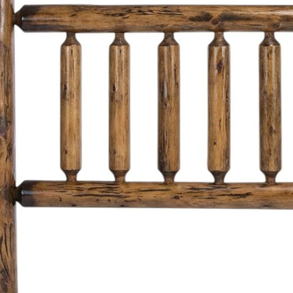 Natural Vintage Brown Finish Cedar Log King Headboard