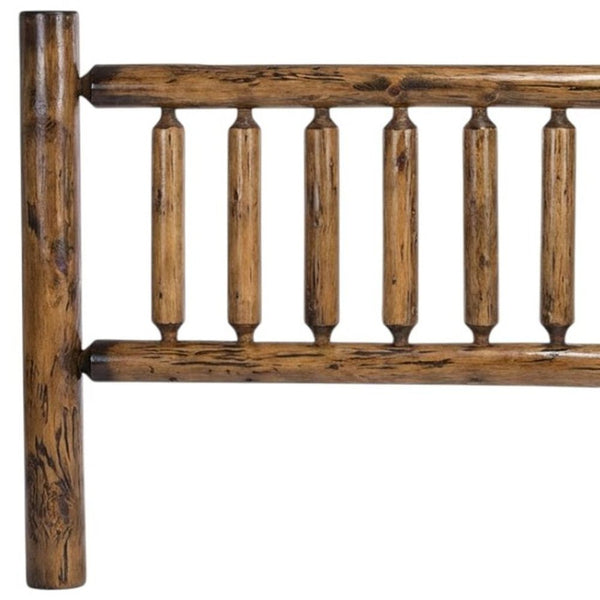 Natural Vintage Brown Finish Cedar Log King Headboard