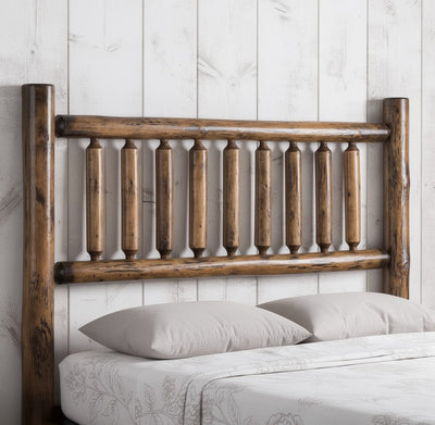Natural Vintage Brown Finish Cedar Log King Headboard
