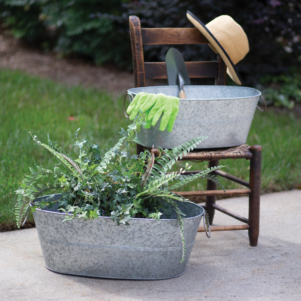 Set of Two Galvanized Washtubs