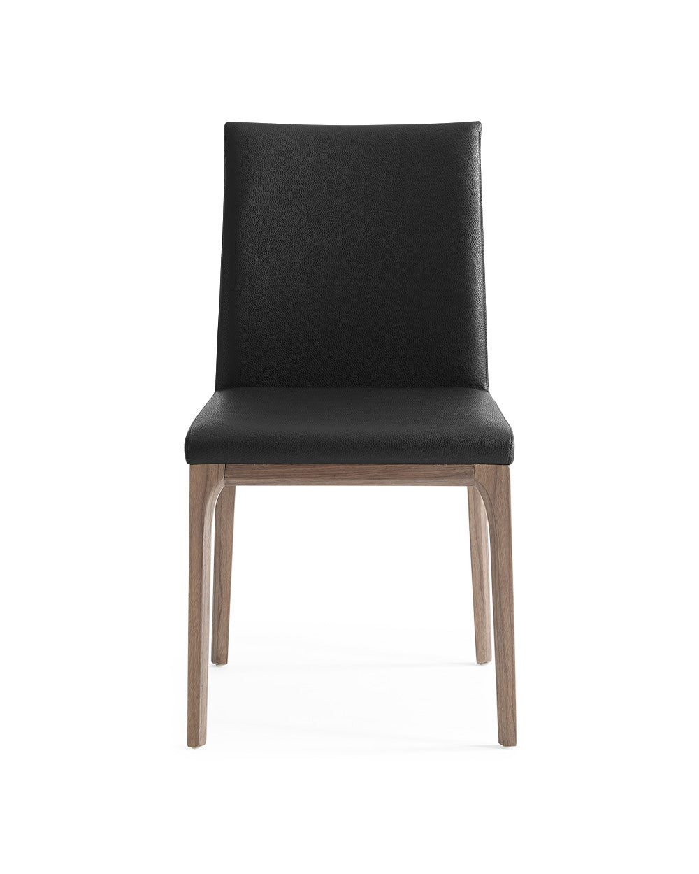Set of Two Black and Brown Upholstered Faux Leather Dining Side Chairs