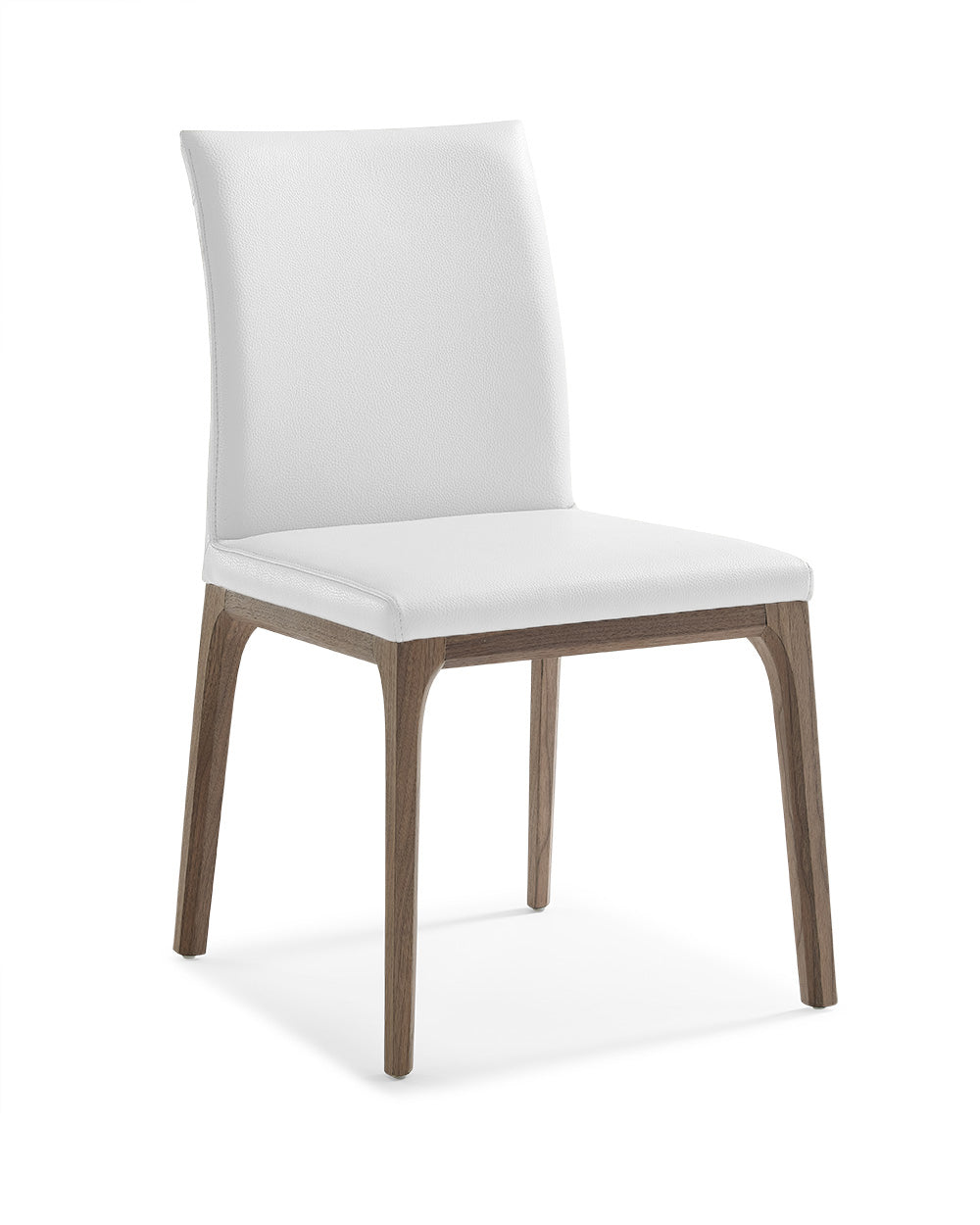 Set of Two White and Brown Upholstered Faux Leather Dining Side Chairs