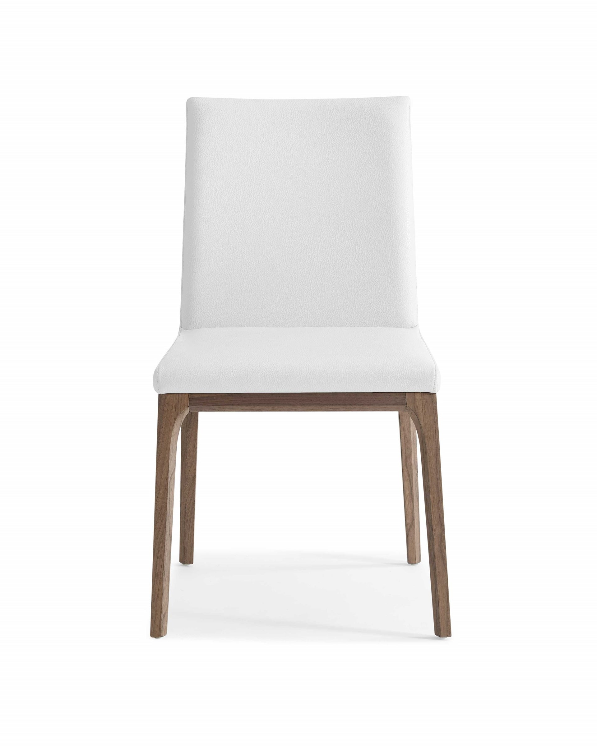 Set of Two White and Brown Upholstered Faux Leather Dining Side Chairs