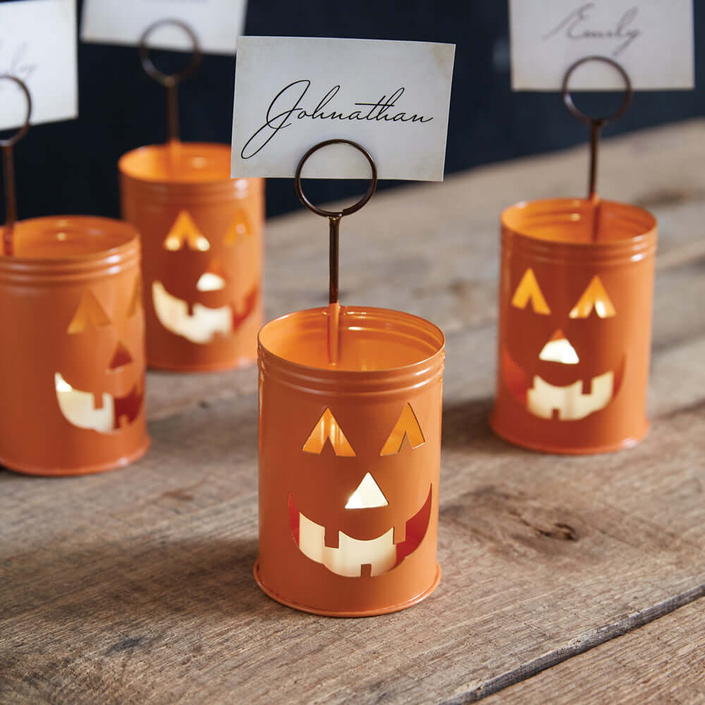 Halloween Jack-O-Lantern Metal Place Card Holder