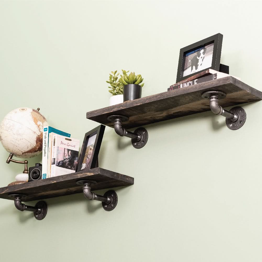 RESTORE Boulder Black 24 in. Shelves with L-Shaped Brackets