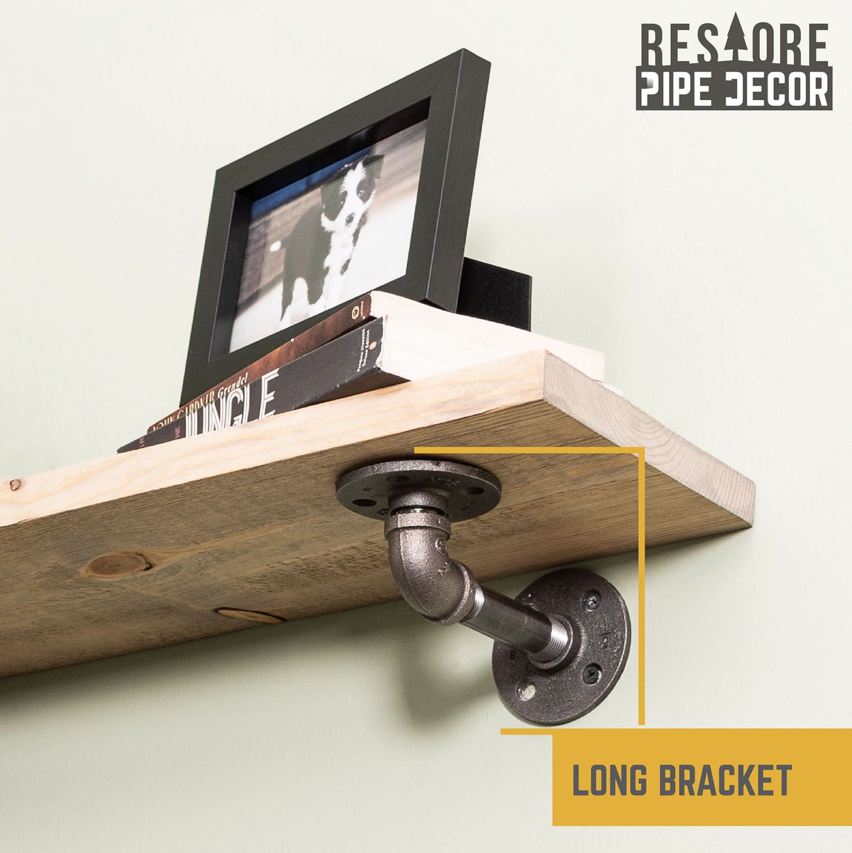 RESTORE Driftwood Tan 24 in. Shelves with L-Shaped Brackets