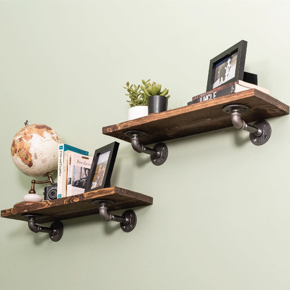 RESTORE Trail Brown 24 in. Shelves with L-Shaped Brackets