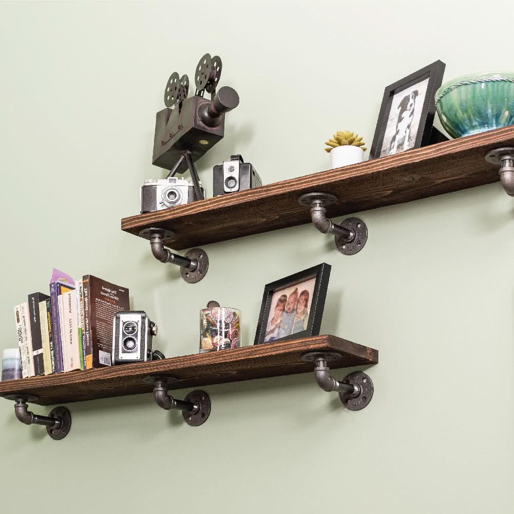 RESTORE Trail Brown 36 in. Shelves with L-Shaped Brackets