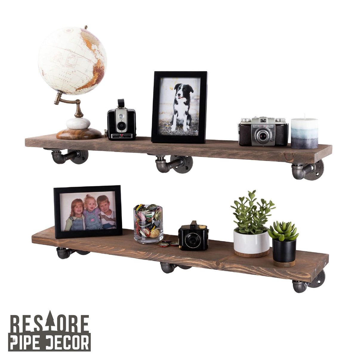 RESTORE Sunset Brown 36 in. Shelves with L-Shaped Brackets