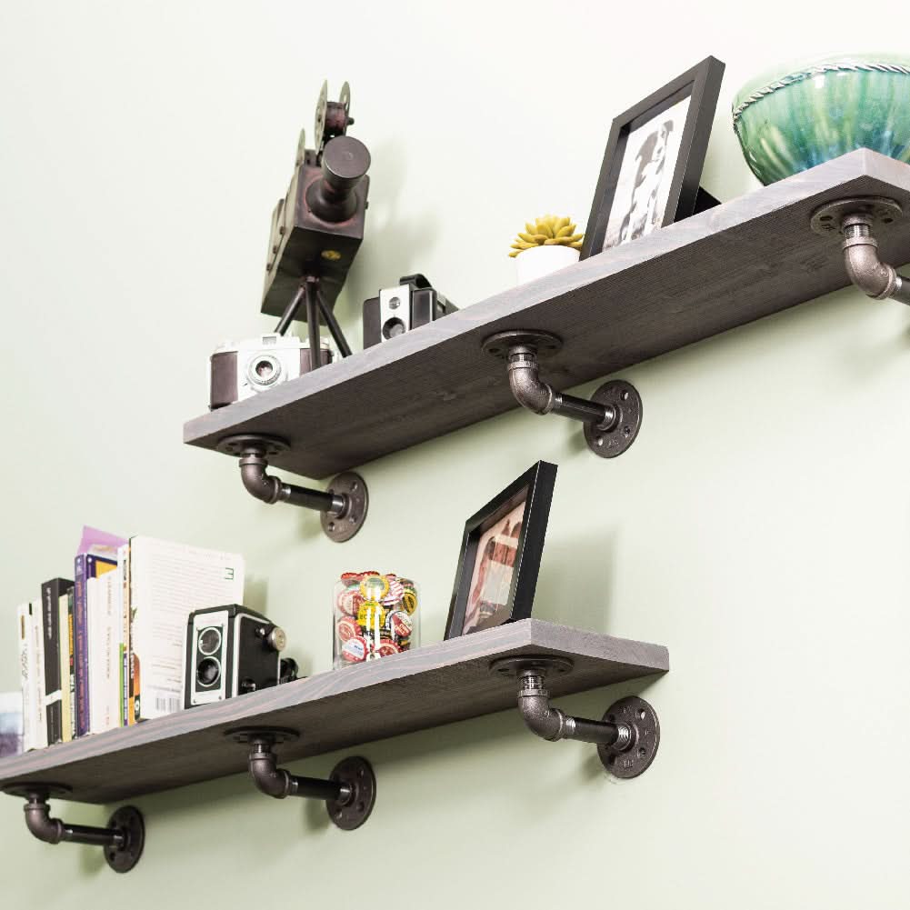 RESTORE Riverstone Grey 36 in. Shelves with L-Shaped Brackets