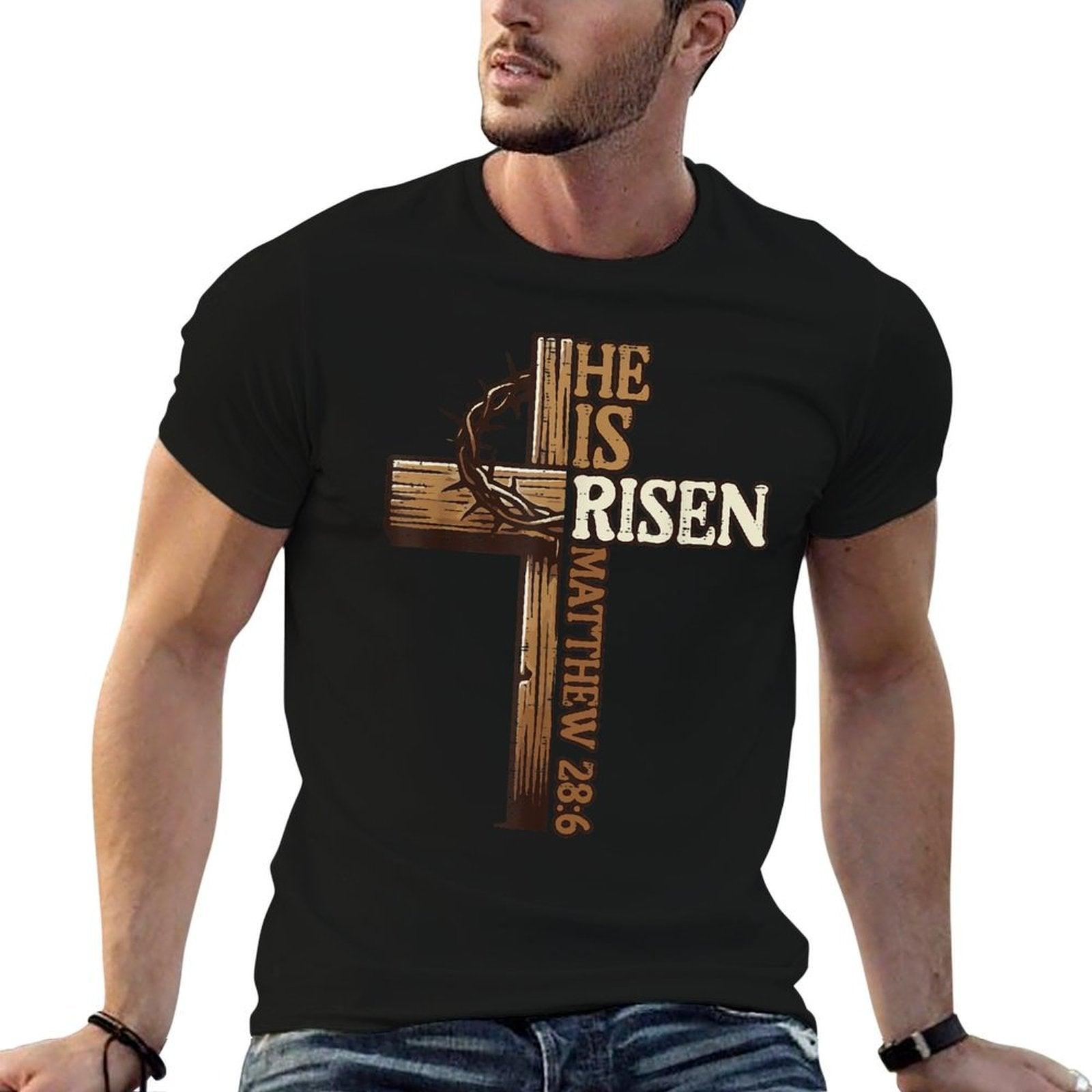 Easter Cross He Is Risen Jesus Christian Men Women Kid Youth T-Shirt