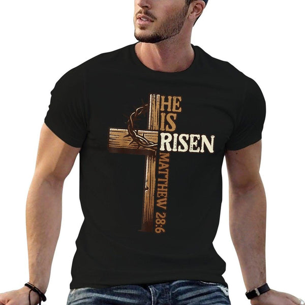 Easter Cross He Is Risen Jesus Christian Men Women Kid Youth T-Shirt