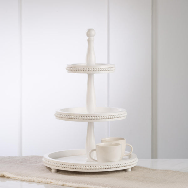 3 Tier Wooden Beaded Display Stand - Black & White