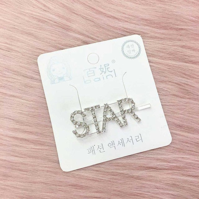 1PC Bling Letter Hairpins Headwear for Women Girls Hair Clips Pins Barrette Tools Hair Accessories