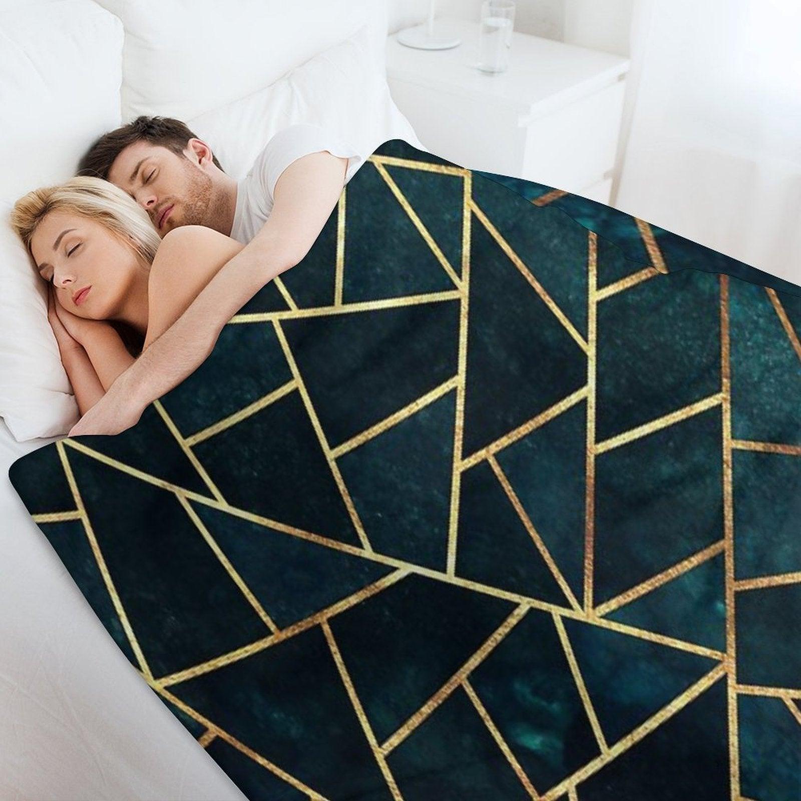 Deep Teal Geometric Throw Blanket