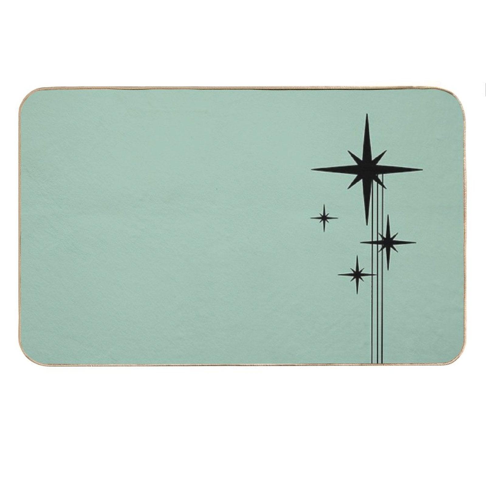 1950s Atomic Age Retro Starburst in Mint Green And Black Bath Mat