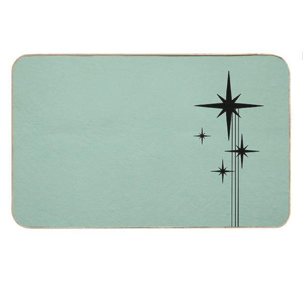 1950s Atomic Age Retro Starburst in Mint Green And Black Bath Mat